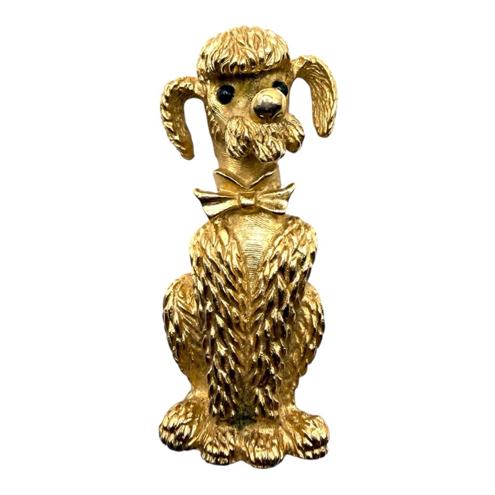 Vintage Boucher Gold Poodle Brooch-Signed & Marked 7702P